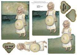 Vintage: Little Girl on Beach - Missing You