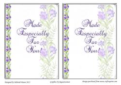 Card Protector Purple Flowers 5x7 Portrait