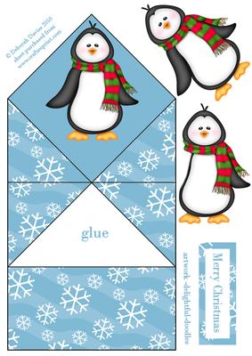 Jolly Penguin Christmas Diamond Top Card