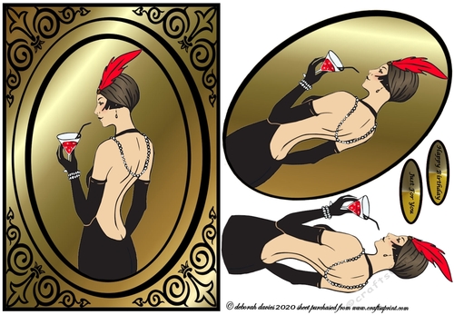 Framed Deco Lady