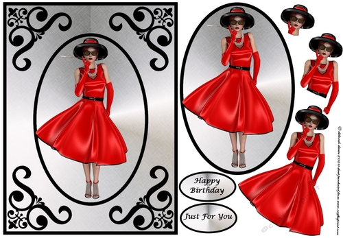 Framed Lady in red - Louisa