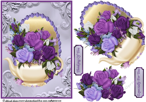 Deco Framed Rosey Teapot