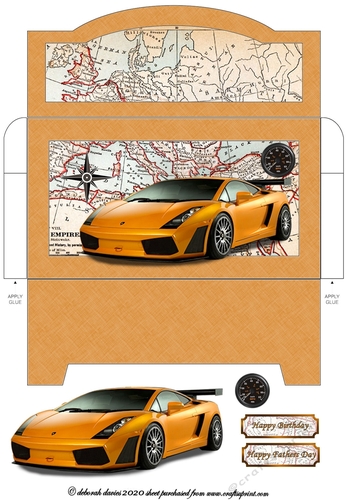 Orange Sports Car Money Wallet