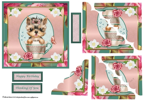 Teacup Puppy Scalloped Corner Pyramage