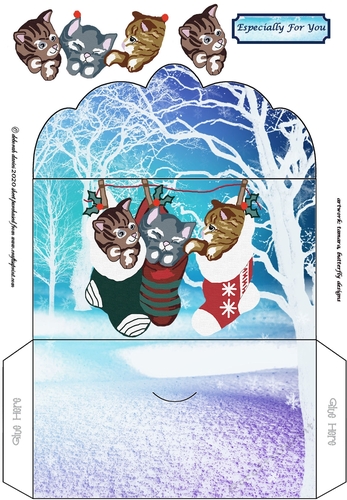 3 Christmas Kitties Money Wallet