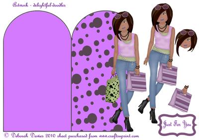 Shopping Mad Girl Shaped Card