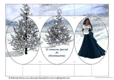 Blue Christmas Lady Cameo Tri-shutter