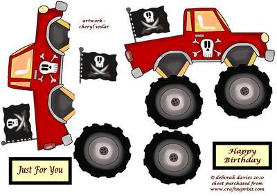 Red Monster Truck Step by Step