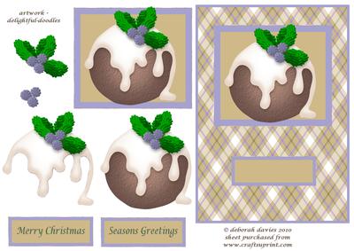 Christmas Pud on Blue Tartan