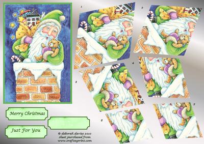 Green Santa Stuck in the Chimney