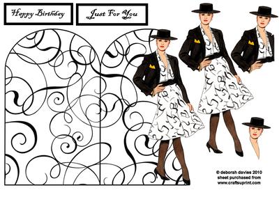 Black N White Dress Shaped Card