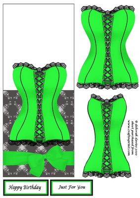 Green Corset Over the Edge Card