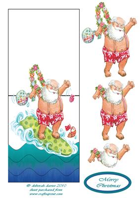 Surfing Santa Over the Edge Card