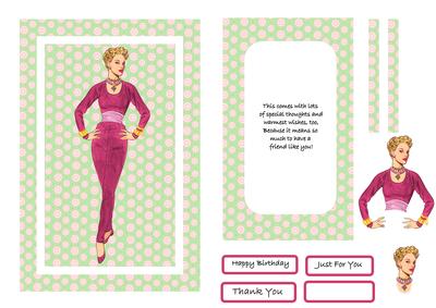 50s Pink Lady Vintage Spinner Card