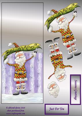 Harlequin Santa Over the Edge Card