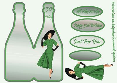 Elegant Lady in Green on Bottle