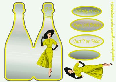 Elegant Lady in Yellow on Bottle