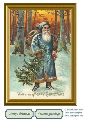 Vintage Blue Santa Large Topper