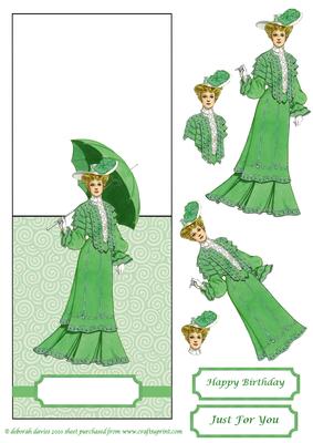 Green Vintage Lady Over the Edge