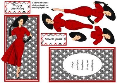 Elegant Lady in Red Topper Set