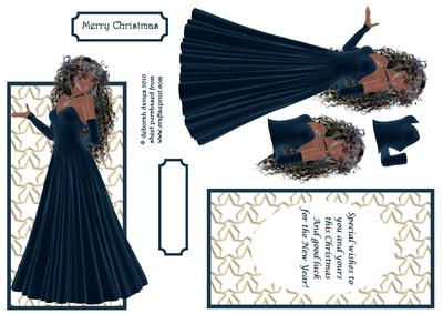 Indigo Christmas Lady Topper Set