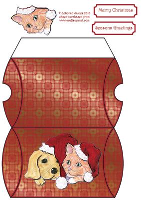 Cat & Dog Christmas Pillow Box