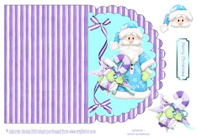 Blue Santa Scalloped Edge Card