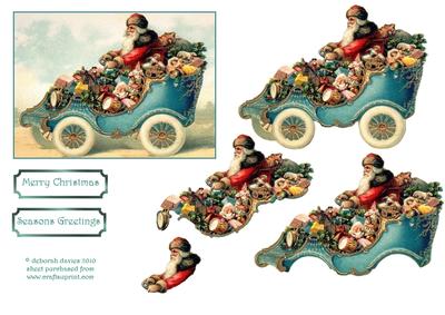 Santa Vintage Car Step by Step