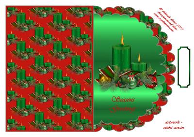 Green Candle Scalloped Edge Card