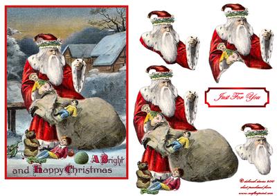 Vintage Christmas Scene Decoupage