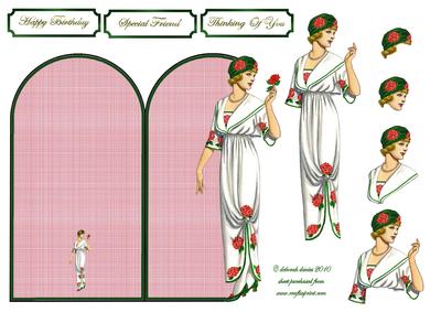 Floral Lady Shaped Card