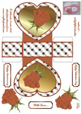 Peach Rose Heart Basket