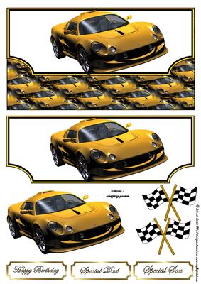 Yellow Sports Car Envelope Card