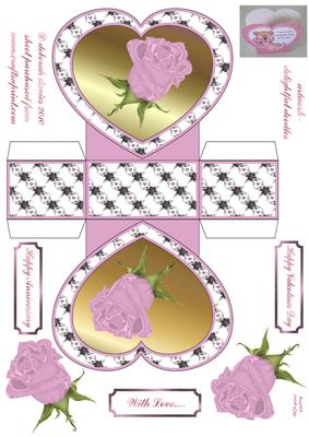 Pink Rose Heart Basket