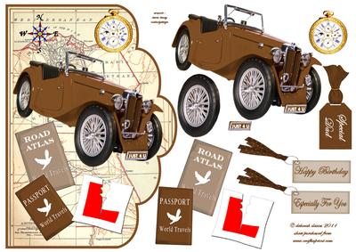 Vintage Car Scallop Edge Cardfront