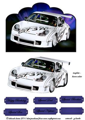 White Porsche Scallop Edge Card