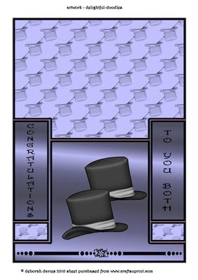 Top Hats Wedding Staggerfold Card