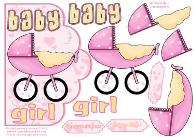 Baby Girl Scallop Edge Card