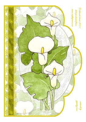 White Lillies on a Scallop Edge Cardfront