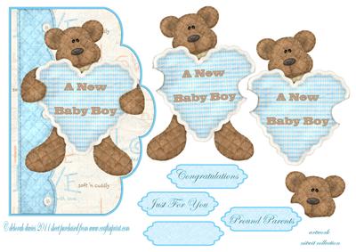 Beary Baby Boy Scallop Edge