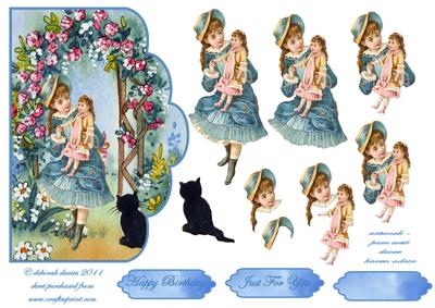 Girl Under Floral Arch Scallop Edge