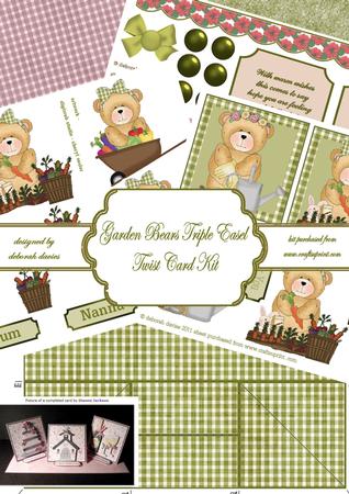Garden Bears Triple Easel Twist Card Kit