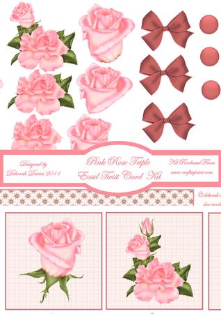 Pink Rose Triple Easel Twist Card Kit