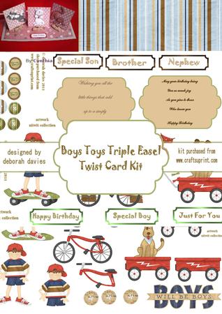 Boys Toys Triple Easel Twist Card Kit