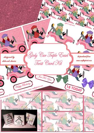 Girly Car Triple Easel Twist Card Kit