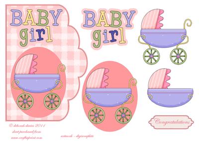 New Baby Girl Scallop Edge Card