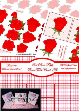 Red Rose Triple Easel Twist Card Kit