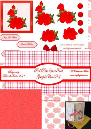 Red Rose Easel Twist Gatefold Card Kit