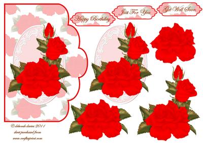 Red Rose Scallop Edge Card