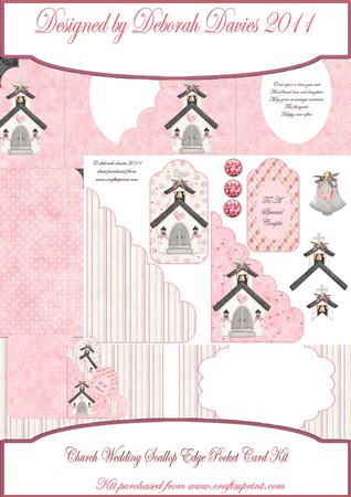 Church Wedding Scallop Edge Pocket Card Kit